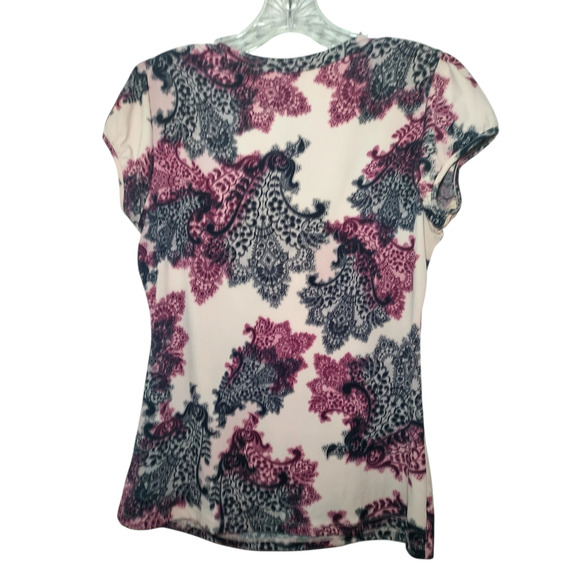 Worthington Womens Cap Sleeve Scoop neck Floral Blouse Pink Size Medium - Picture 9 of 12